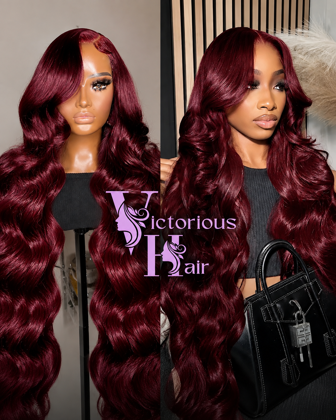 Burgundy Lace Frontal Wig 13x6 Body Wave Lace Front Wig HD Transparent Lace Frontal Wig Human Hair Pre Plucked Red Color